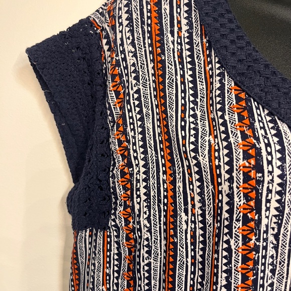 Kate Landry Casuals House Dress Caftan Front Zip Crochet Boho Multicolor X1 - Picture 3 of 7